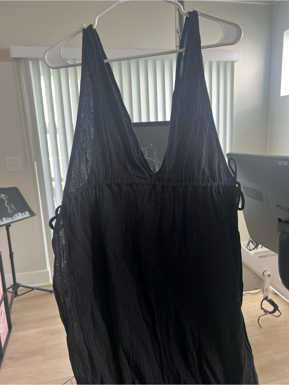 Black Plunging Halter Swimsuit Coverup